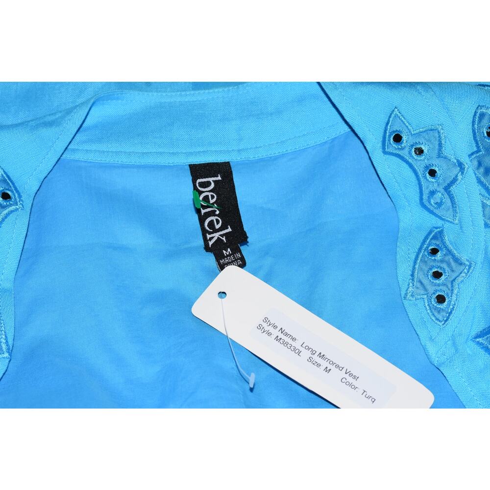 BEREK Mix-Media Wearable Art Embellished Couture Linen Vest Blue Medium NWT - Picture 6 of 8